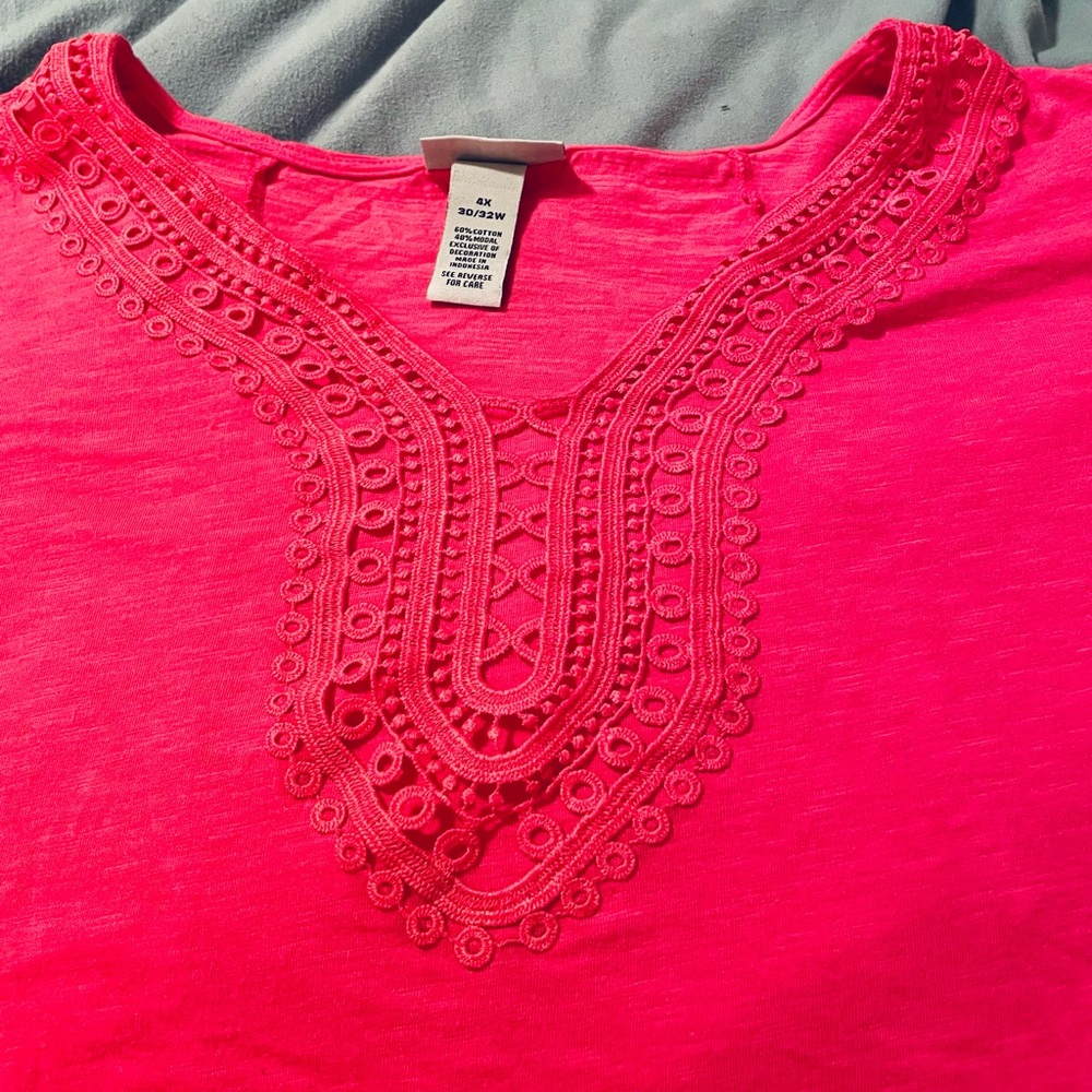 SALE 2/25, 3/30, 4/35!! Catherines Cotton Modal Pink shirt sz 4X (30/32W).
